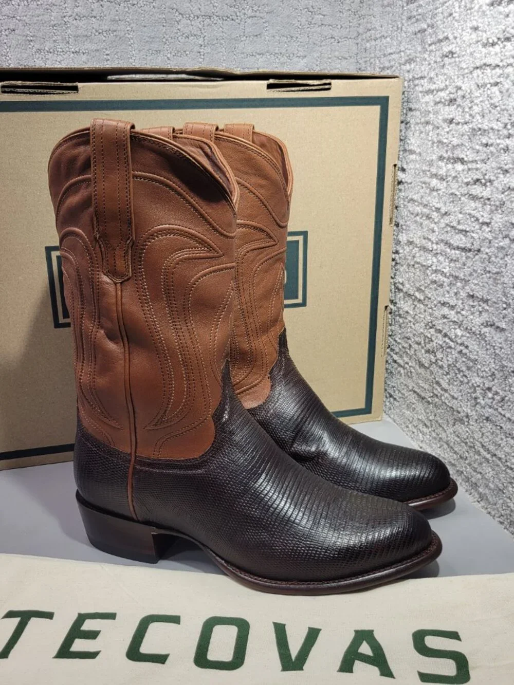 Tecovas The Nolan Men's Size US 9.5 EE Whiskey Lizard Cowboy Boots. - Picture 8 of 12